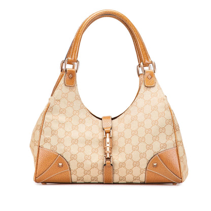 Gucci GG Canvas Nailhead Jackie Bardot Handbag