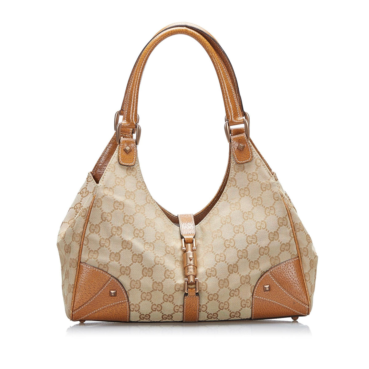 Gucci GG Canvas Nailhead Jackie Bardot (SHG-LGilwa)