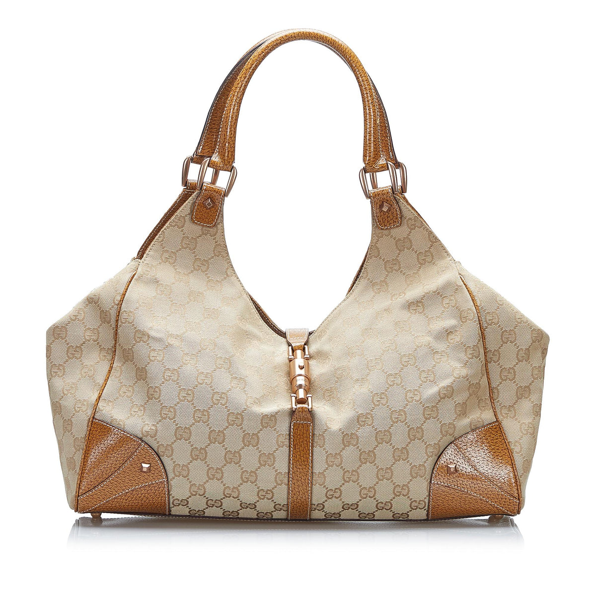 Gucci GG Canvas Nailhead Jackie Bardot (SHG-Lt4rqL)
