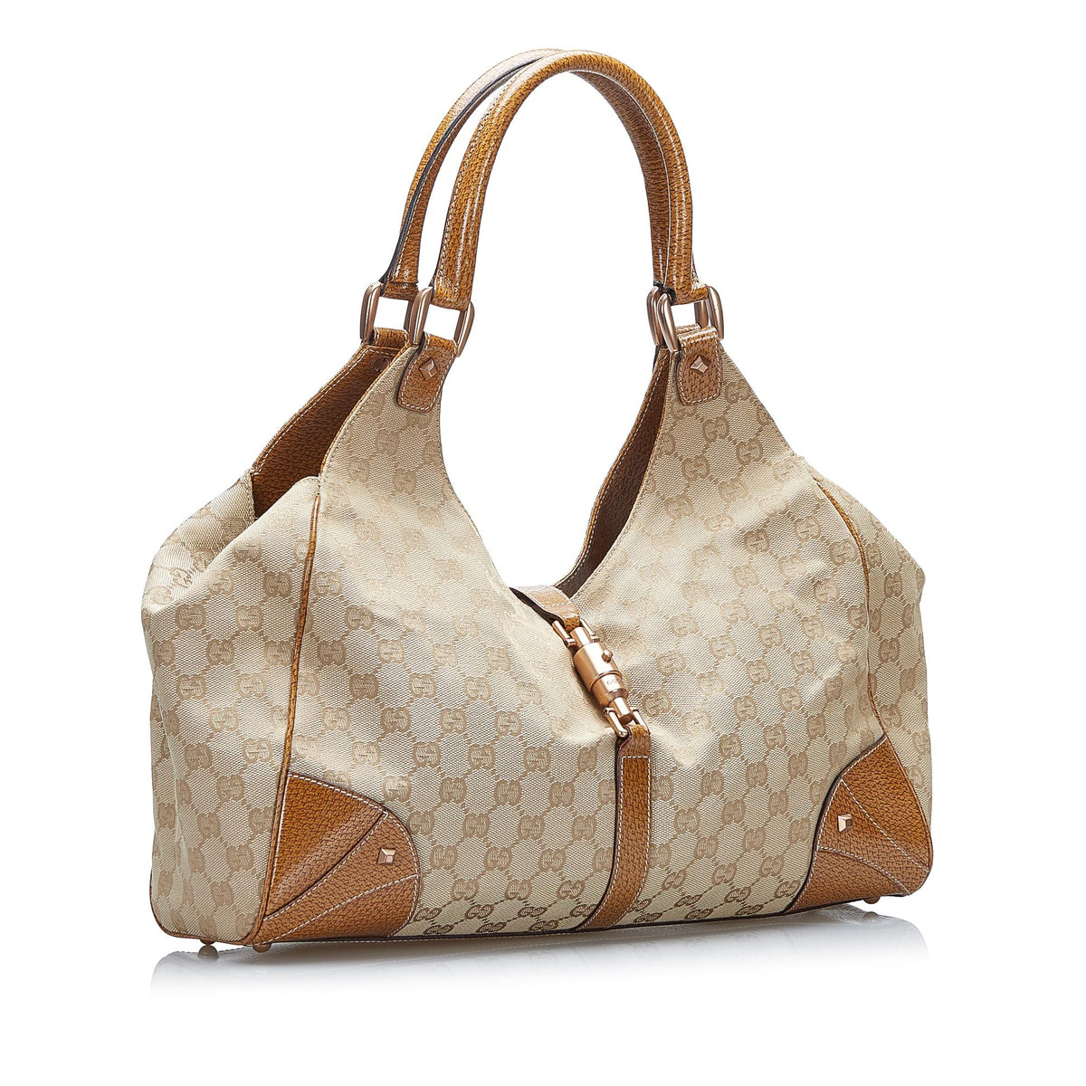 Gucci GG Canvas Nailhead Jackie Bardot (SHG-Lt4rqL)