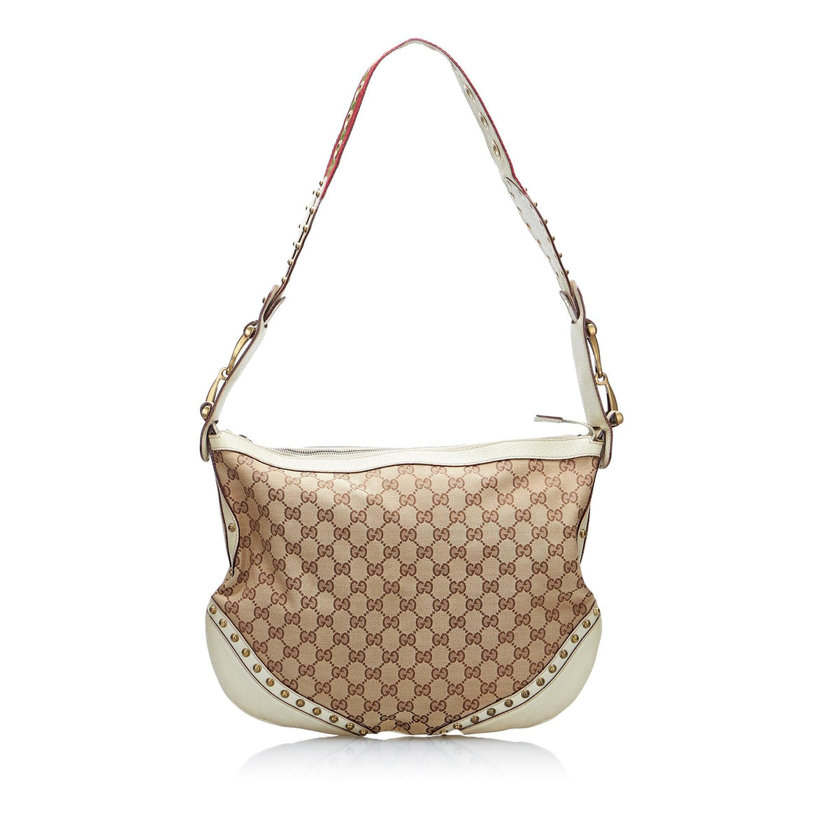 Gucci GG Canvas Pelham Studded Hobo Bag (SHG-vlHJxE)