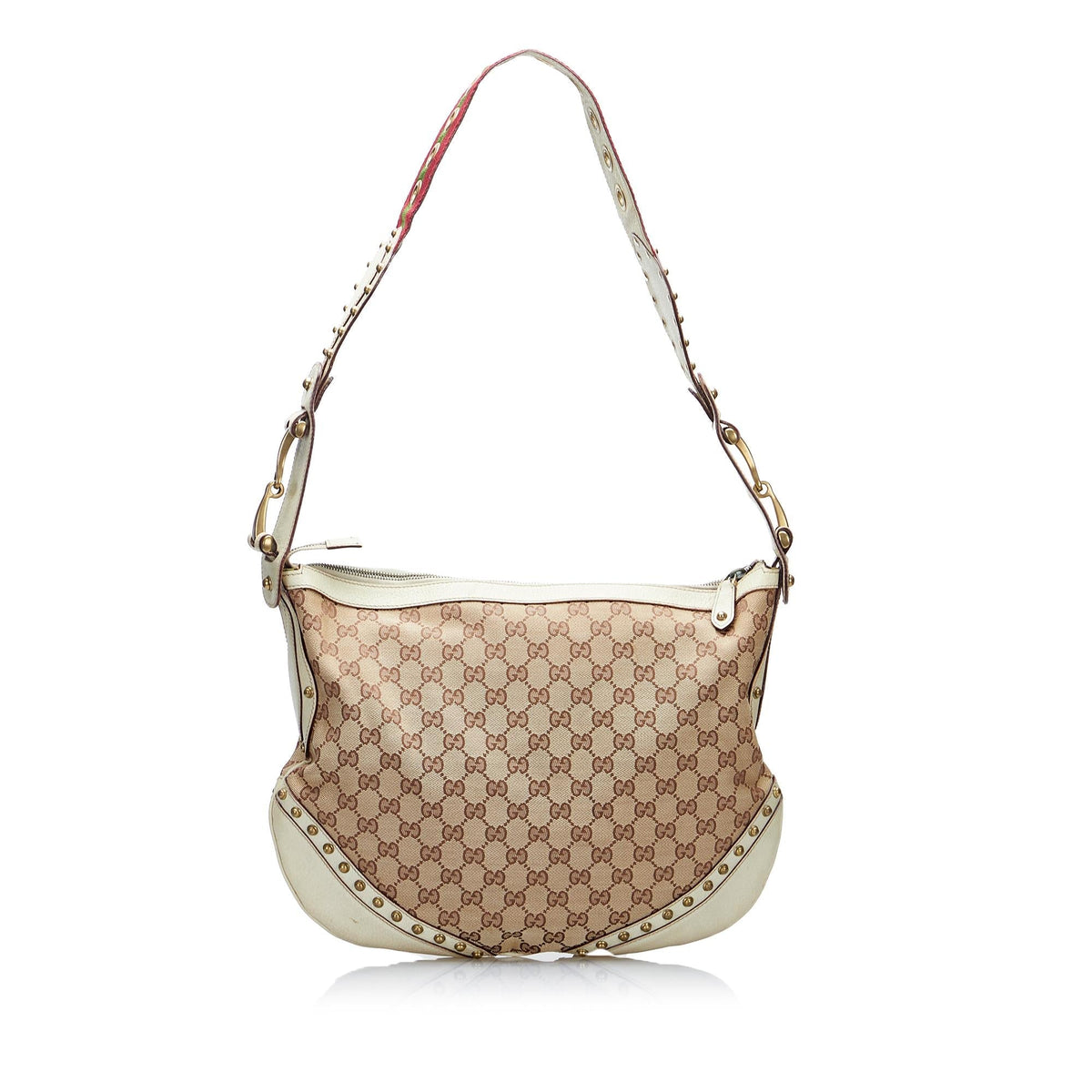 Gucci GG Canvas Pelham Studded Hobo Bag (SHG-vlHJxE)