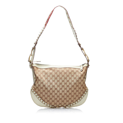 Gucci GG Canvas Pelham Studded Hobo Bag (SHG-vlHJxE)