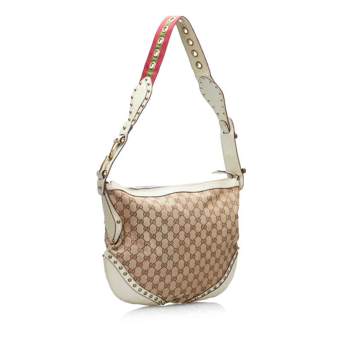 Gucci GG Canvas Pelham Studded Hobo Bag (SHG-vlHJxE)