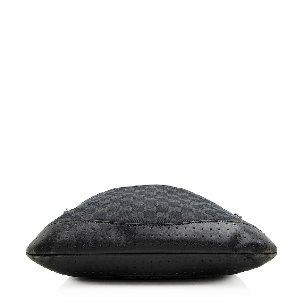 Gucci GG Canvas Perforated Leather Messenger Bag (SHF-20533)
