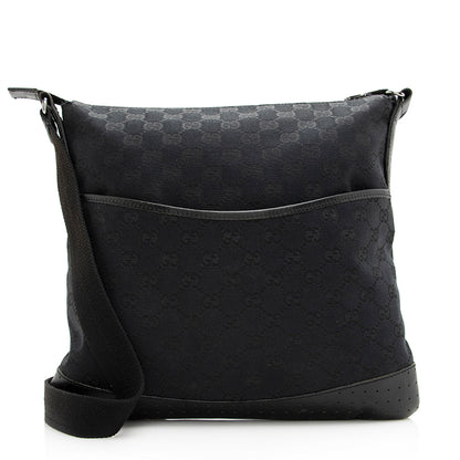 Gucci GG Canvas Perforated Leather Messenger Bag (SHF-20533)