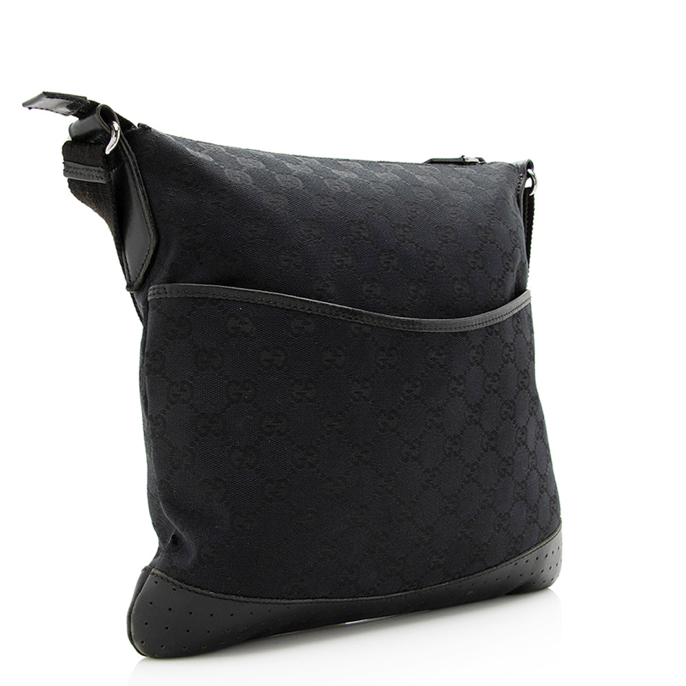 Gucci GG Canvas Perforated Leather Messenger Bag (SHF-20533)