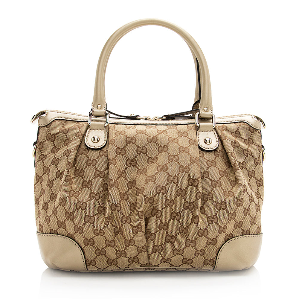 Gucci GG Canvas Sukey Top Handle Medium Satchel (SHF-20029)