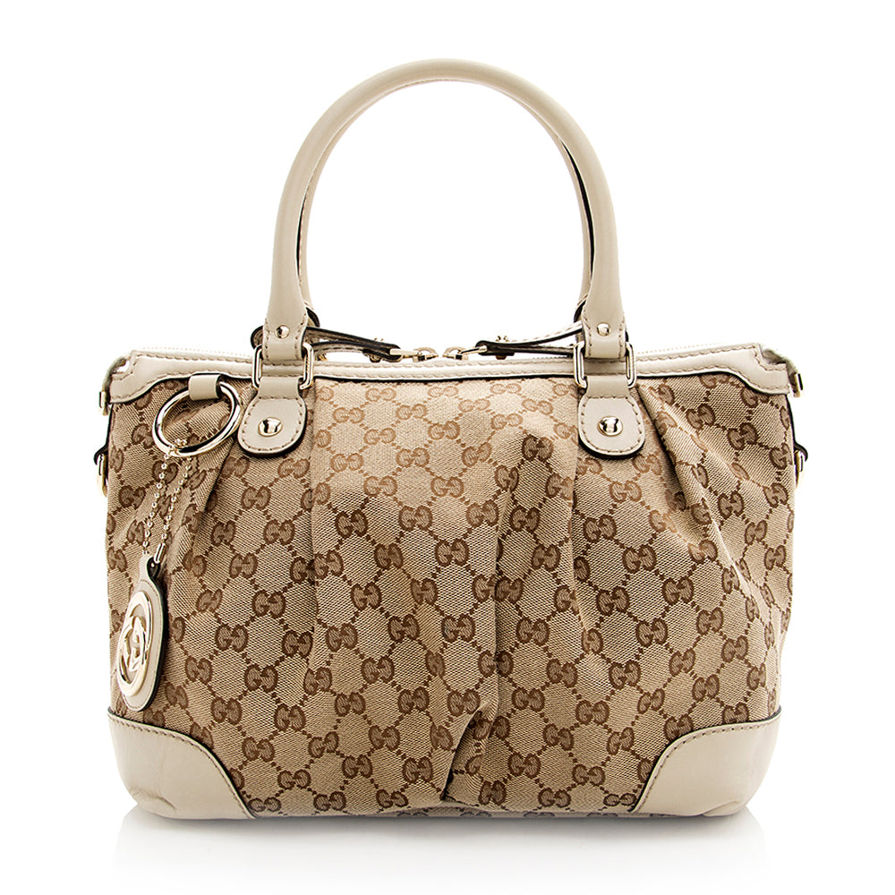 Gucci GG Canvas Sukey Top Handle Medium Satchel (SHF-20030)