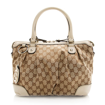 Gucci GG Canvas Sukey Top Handle Medium Satchel (SHF-20030)