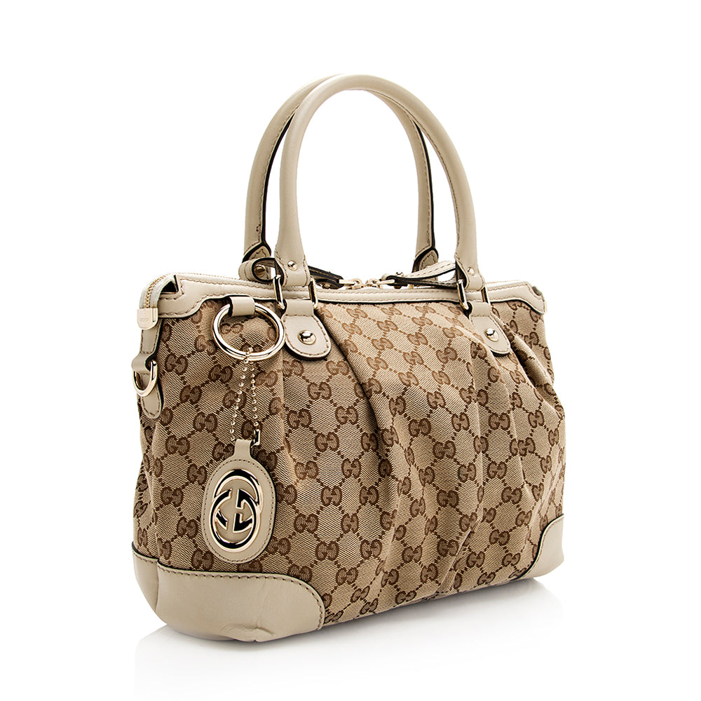 Gucci GG Canvas Sukey Top Handle Medium Satchel (SHF-20030)