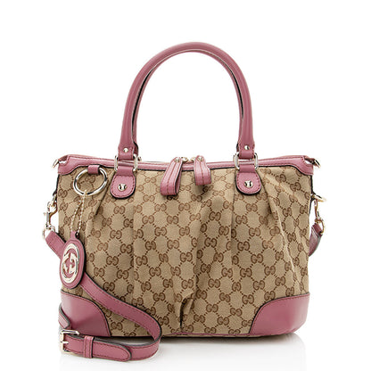 Gucci GG Canvas Sukey Top Handle Medium Satchel (SHF-20045)