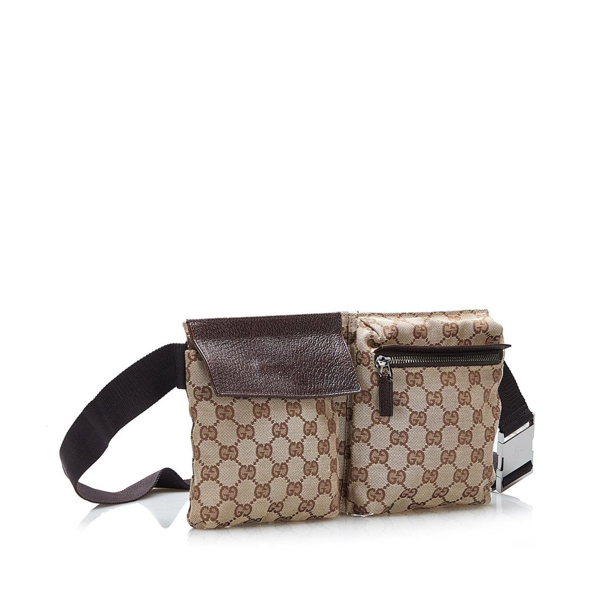 Gucci GG Canvas Twin Pocket Belt Bag (SHG-CLPfEq)