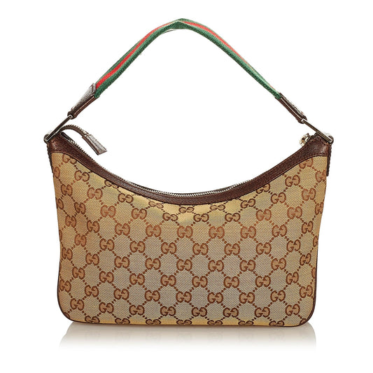 Gucci GG Canvas Web Baguette (SHG-25136)