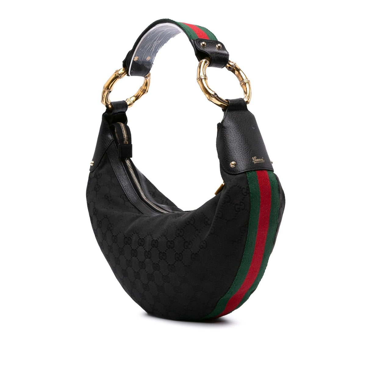 Gucci GG Canvas Web Bamboo Ring Hobo