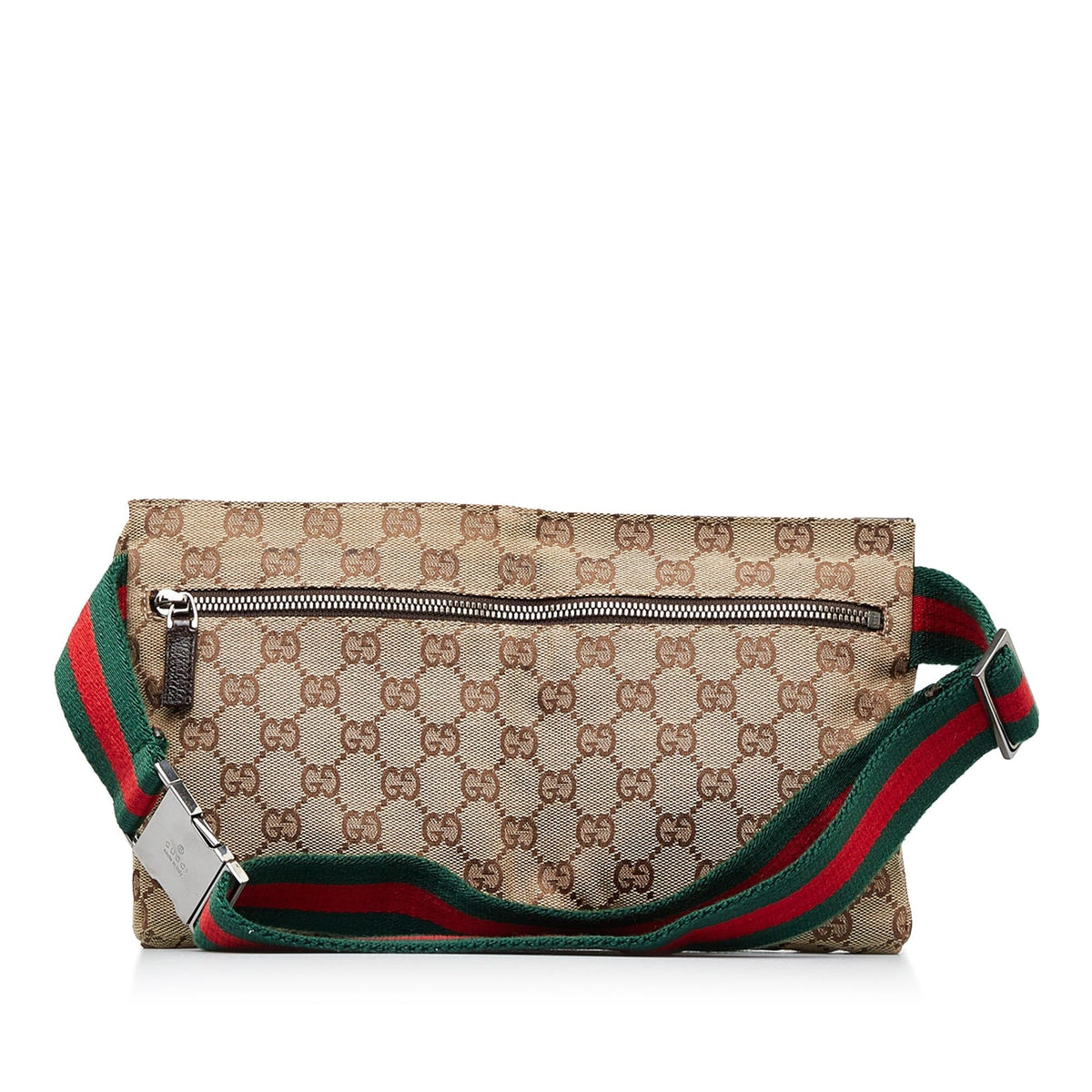Gucci GG Canvas Web Double Pocket Belt Bag (SHG-YovxPn)
