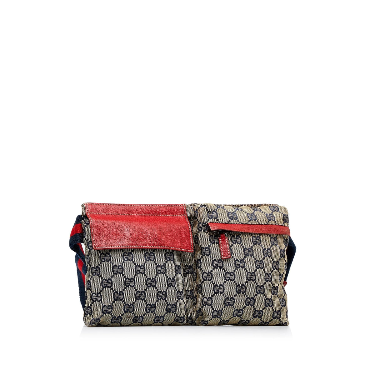 Gucci GG Canvas Web Double Pocket Belt Bag (SHG-HxqmuT)