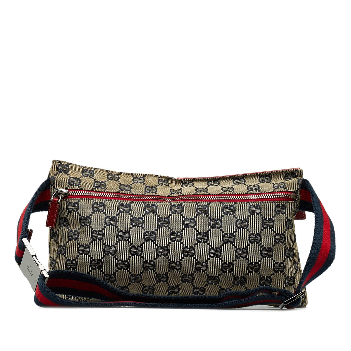 Gucci GG Canvas Web Double Pocket Belt Bag (SHG-u7MA9p)