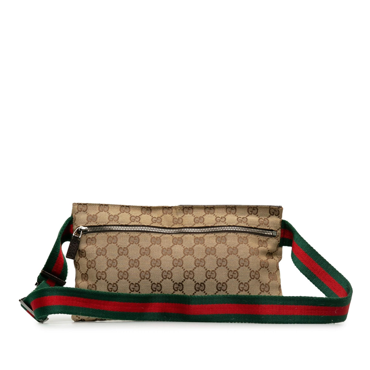 Gucci GG Canvas Web Double Pocket Belt Bag (SHG-MdyEM4)