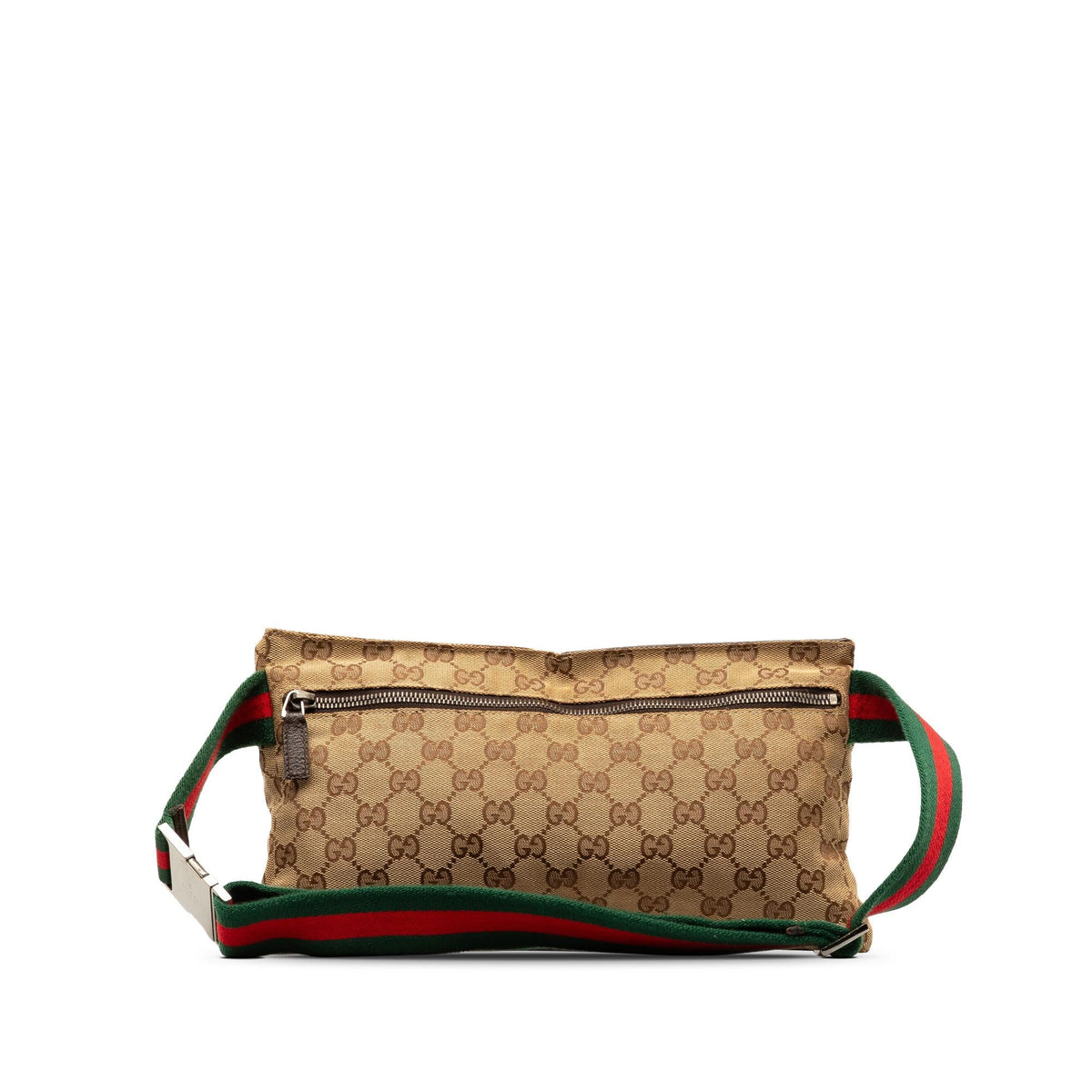 Gucci GG Canvas Web Double Pocket Belt Bag (SHG-aZbnST)