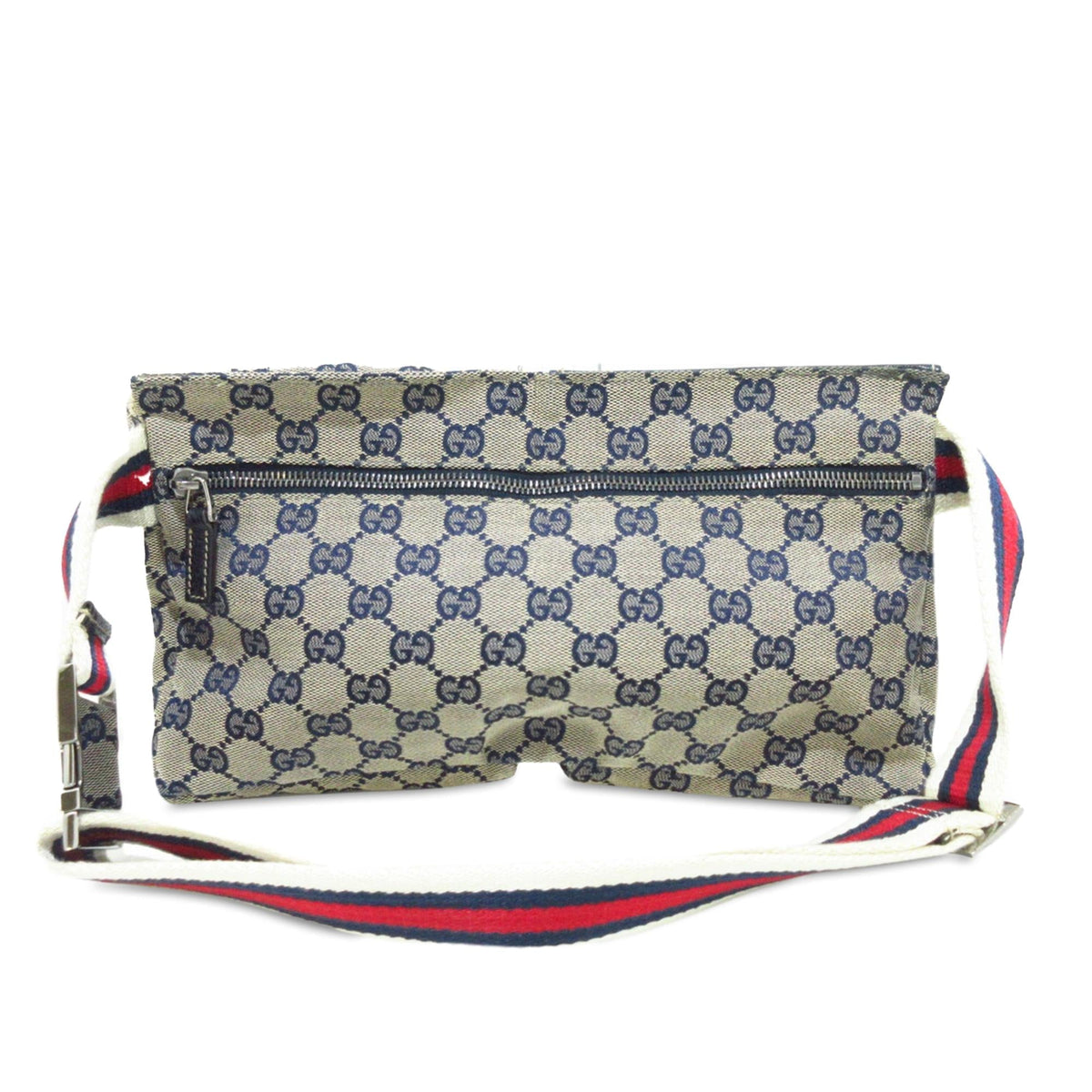 Gucci GG Canvas Web Double Pocket Belt Bag (SHG-R2ckk7)