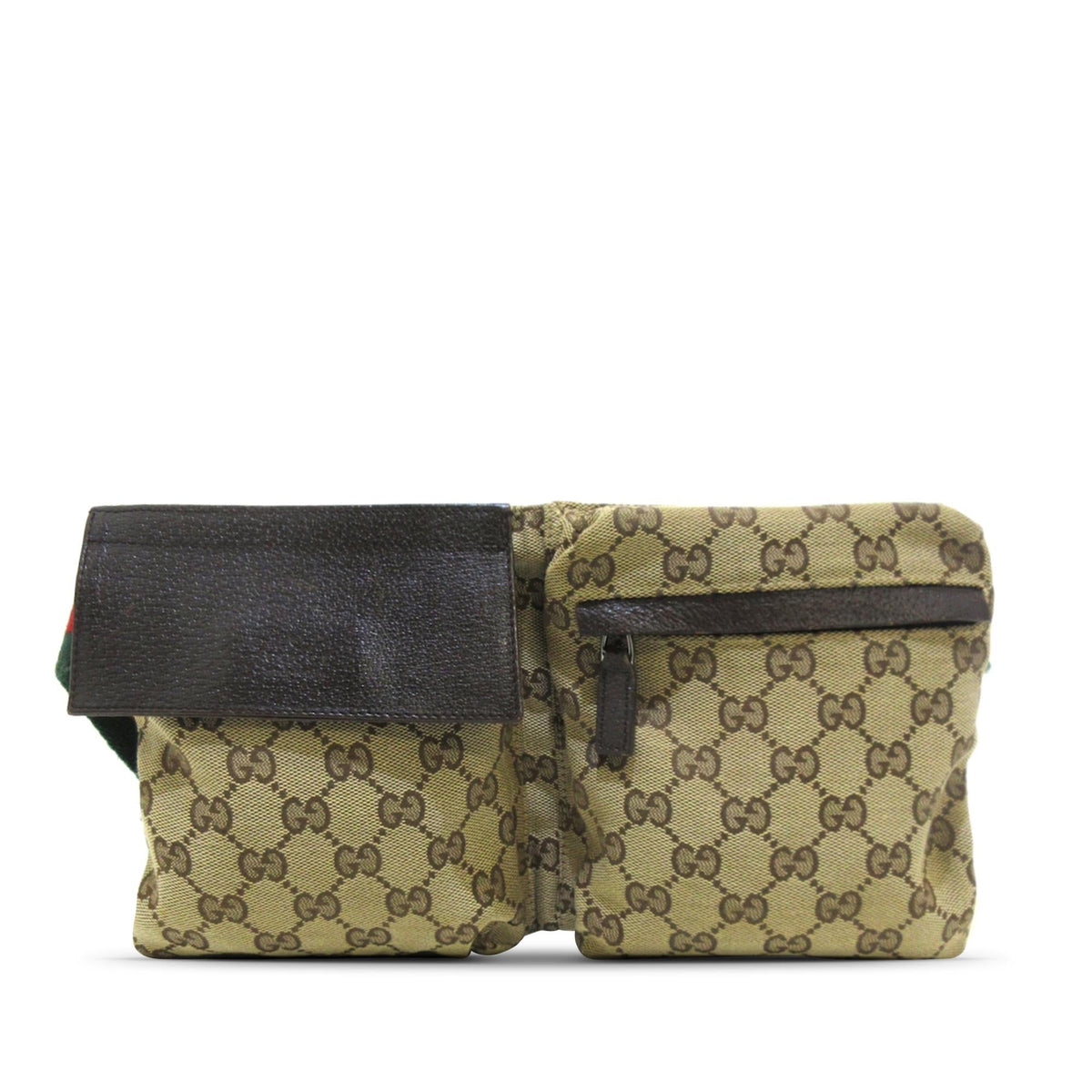 Gucci GG Canvas Web Double Pocket Belt Bag (SHG-8sdlRV)