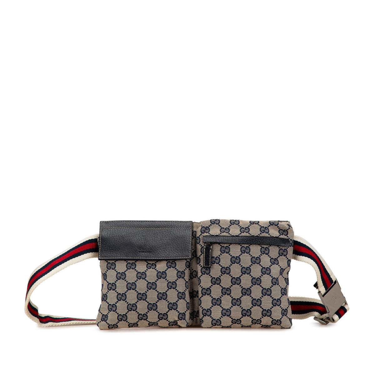 Gucci GG Canvas Web Double Pocket Belt Bag (SHG-C9Tytb)