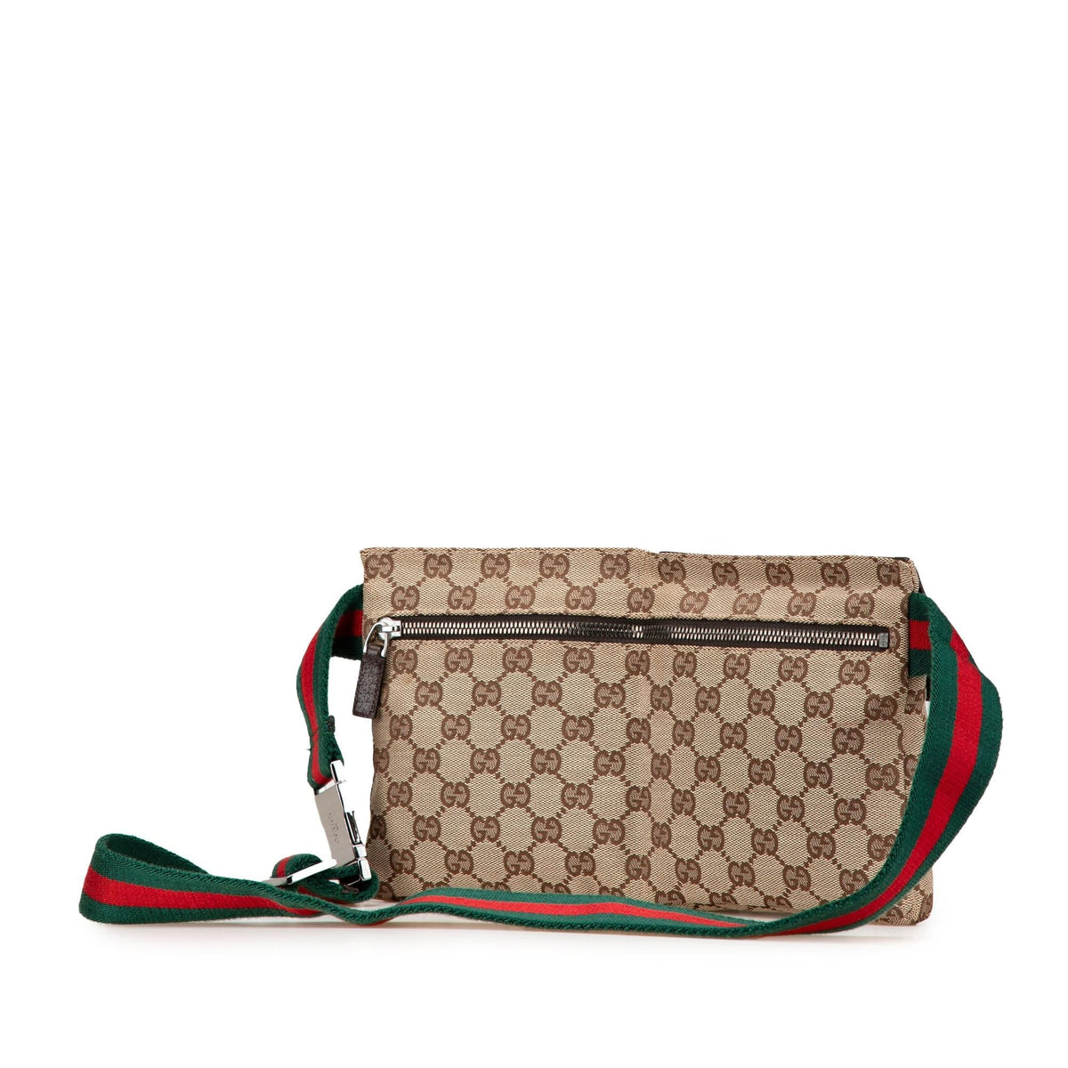 Gucci GG Canvas Web Double Pocket Belt Bag (SHG-o3rVa1)