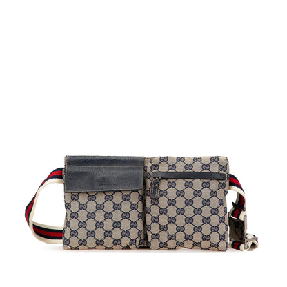 Gucci GG Canvas Web Double Pocket Belt Bag