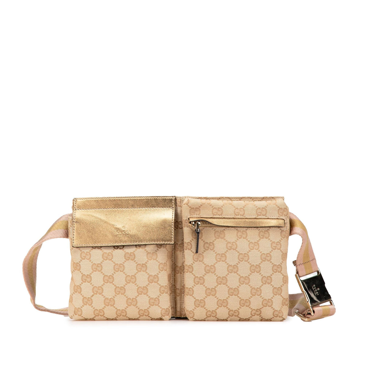 Gucci GG Canvas Web Double Pocket Belt Bag