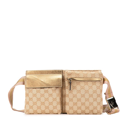 Gucci GG Canvas Web Double Pocket Belt Bag