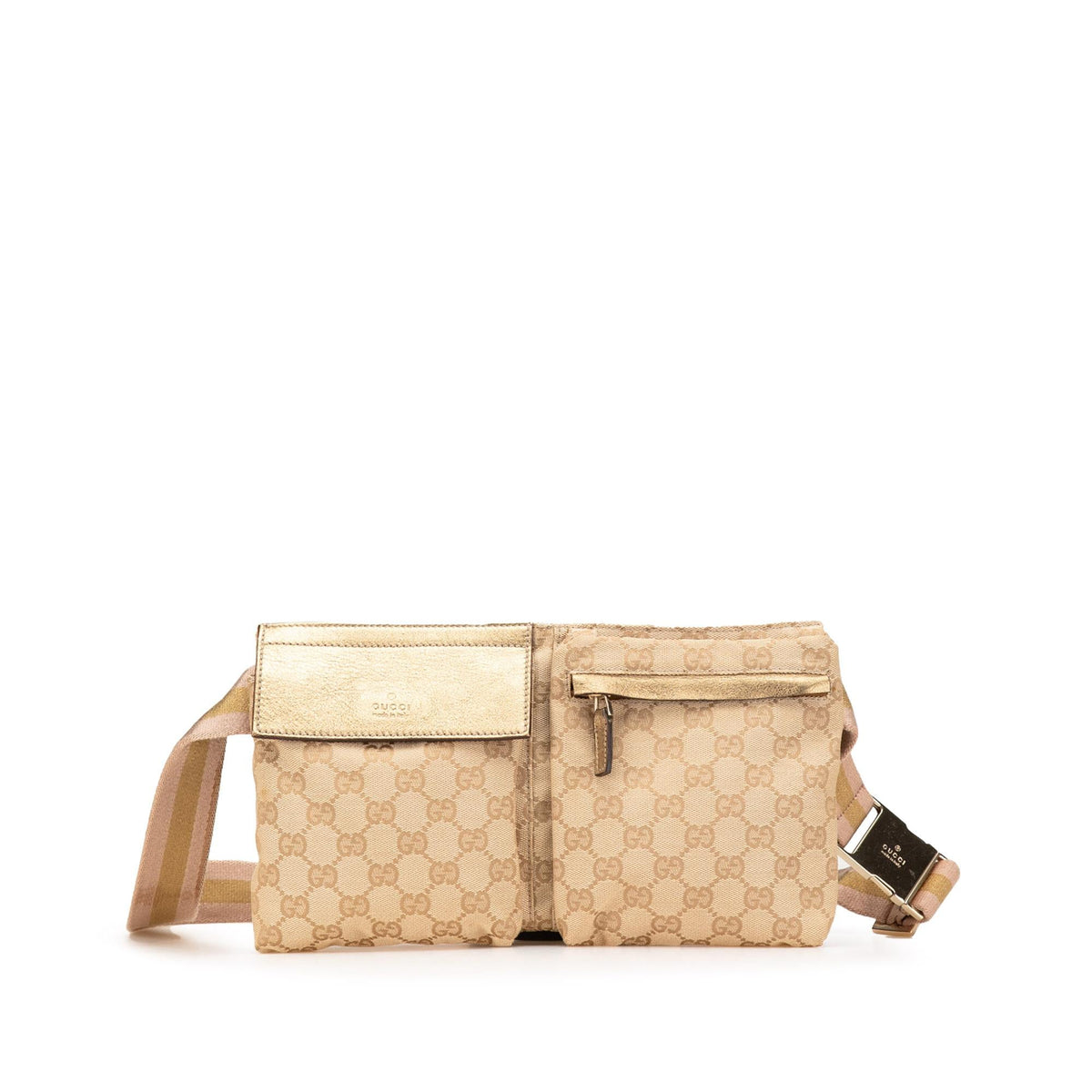 Gucci GG Canvas Web Double Pocket Belt Bag