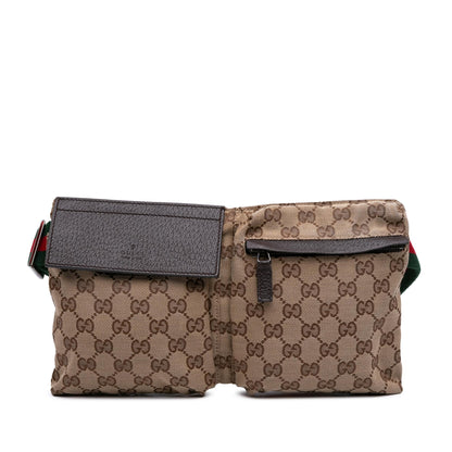 Gucci GG Canvas Web Double Pocket Belt Bag
