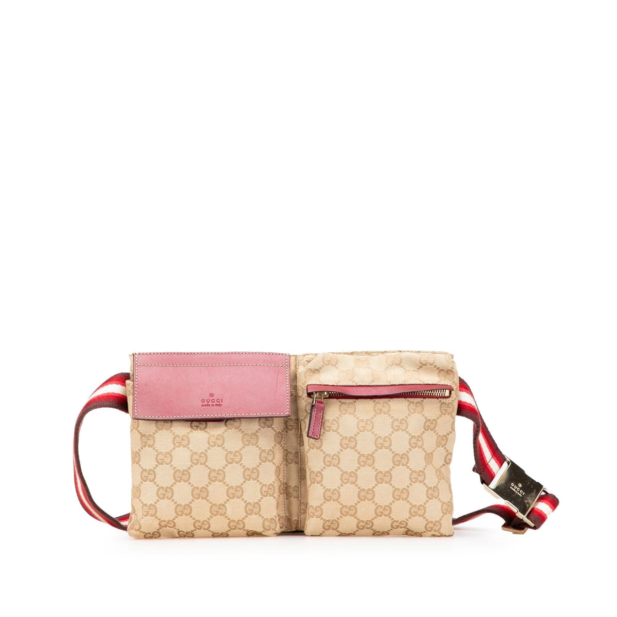 Gucci GG Canvas Web Double Pocket Belt Bag