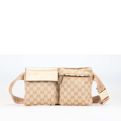 Gucci GG Canvas Web Double Pocket Belt Bag