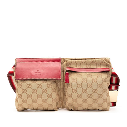Gucci GG Canvas Web Double Pocket Belt Bag