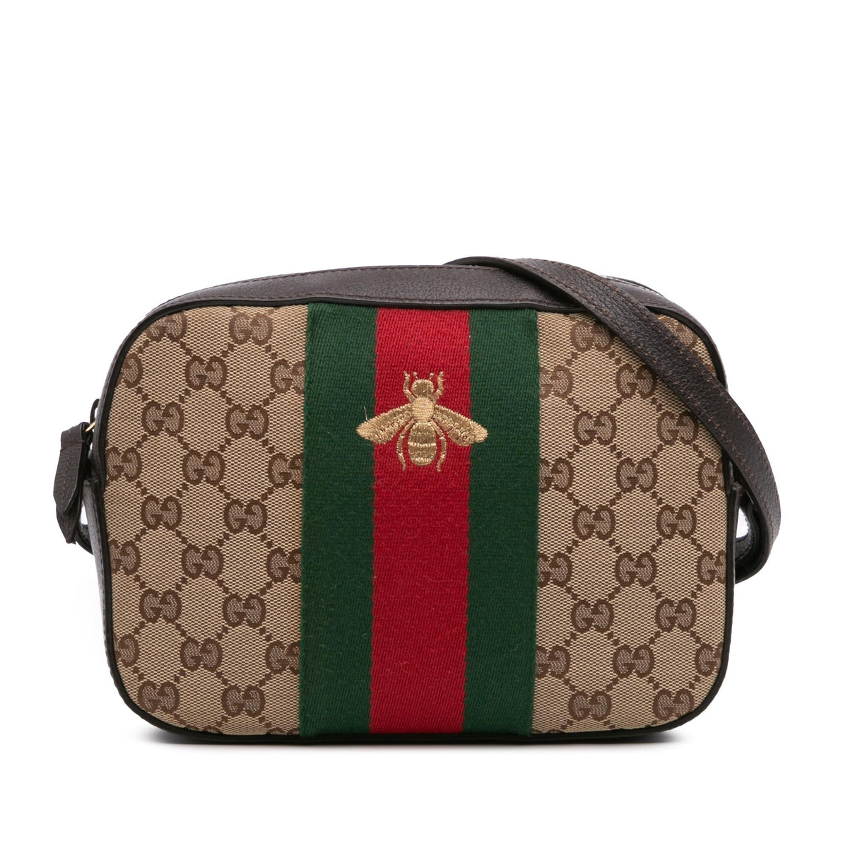 Gucci GG Canvas Webby Bee Camera Bag