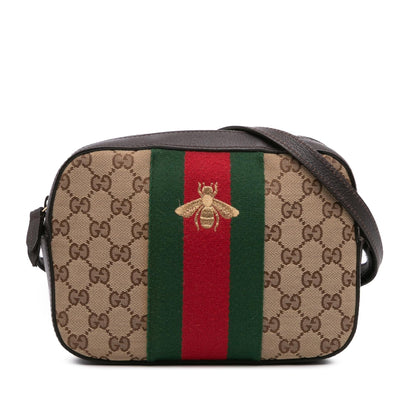 Gucci GG Canvas Webby Bee Camera Bag