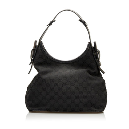 Gucci GG Canvas Wooden Accent Hobo (SHG-35943)
