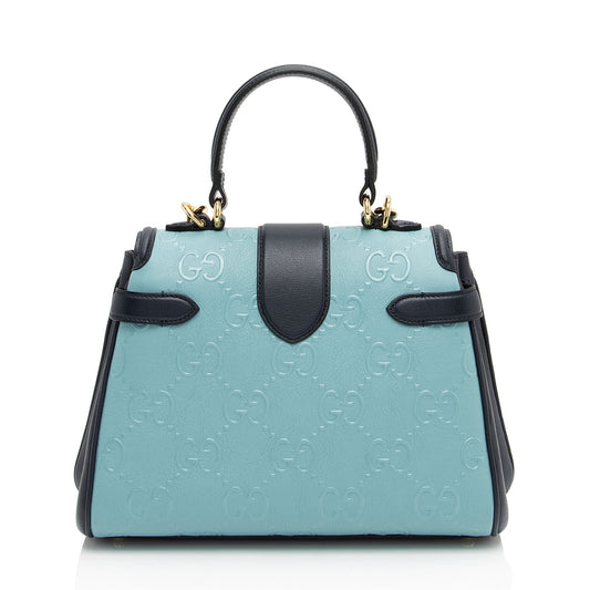 Gucci GG Debossed Leather Small Top Handle (SHF-ur1BGP)
