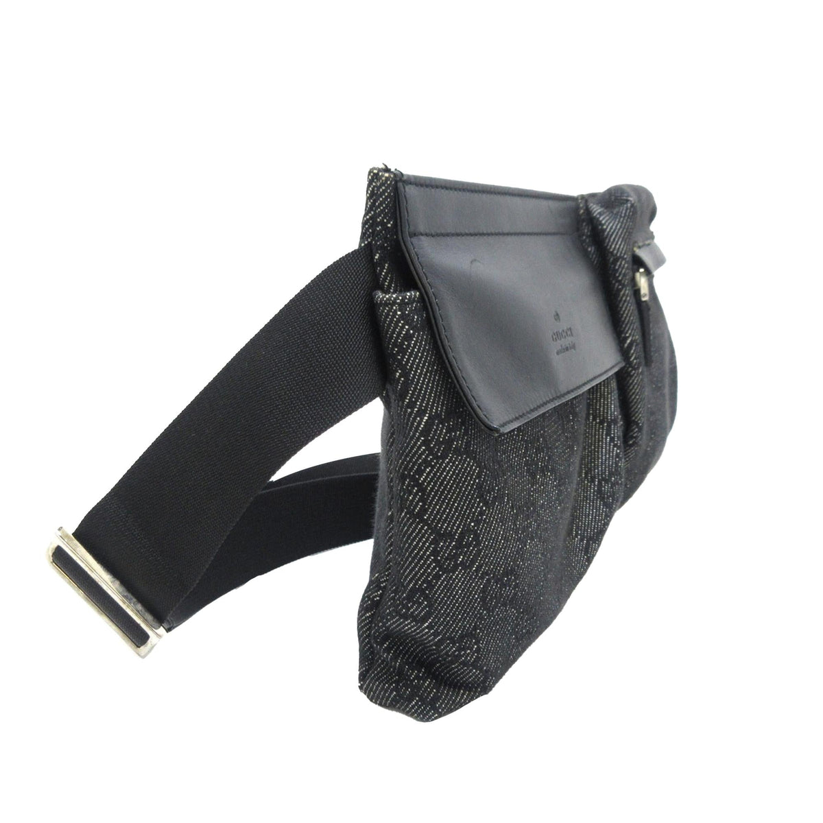 Gucci GG Denim Double Pocket Belt Bag (SHG-7wlRCP)