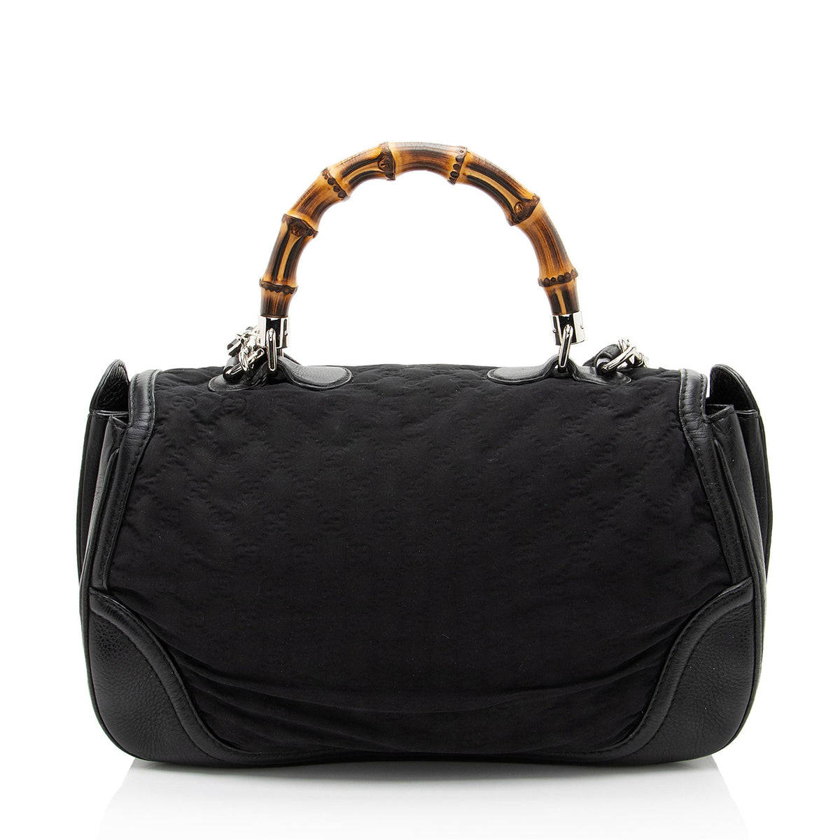 Gucci GG Embossed Neoprene Leather Bamboo Tassel Large Top Handle