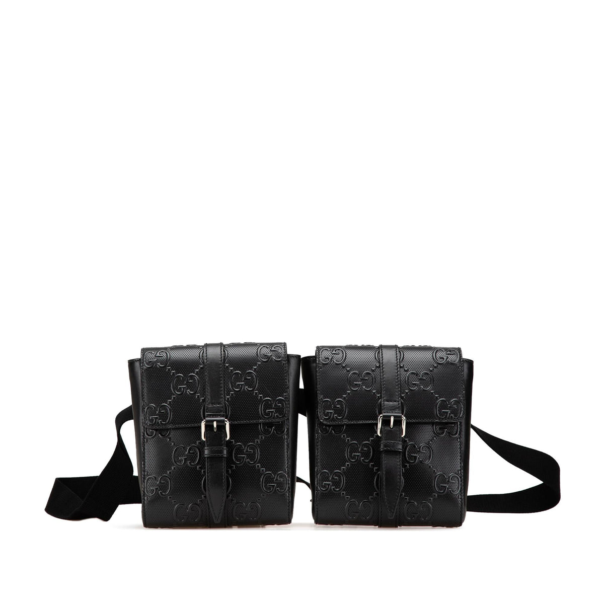Gucci GG Embossed Perforated Double Belt Bag