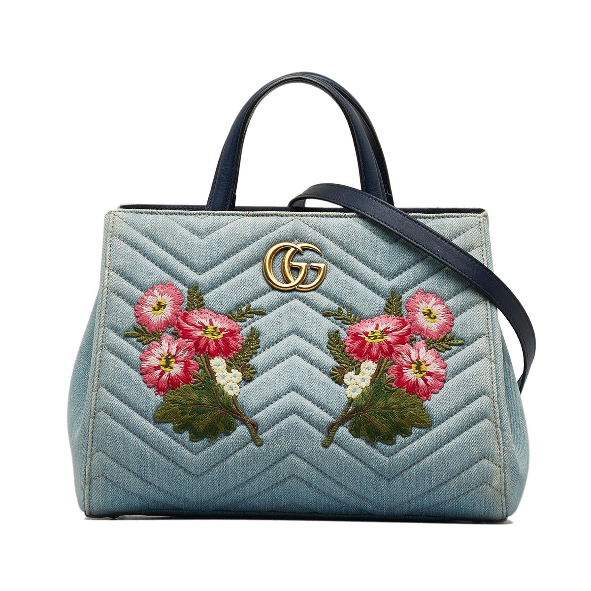Gucci GG Marmont Denim Satchel (SHG-i403pj)