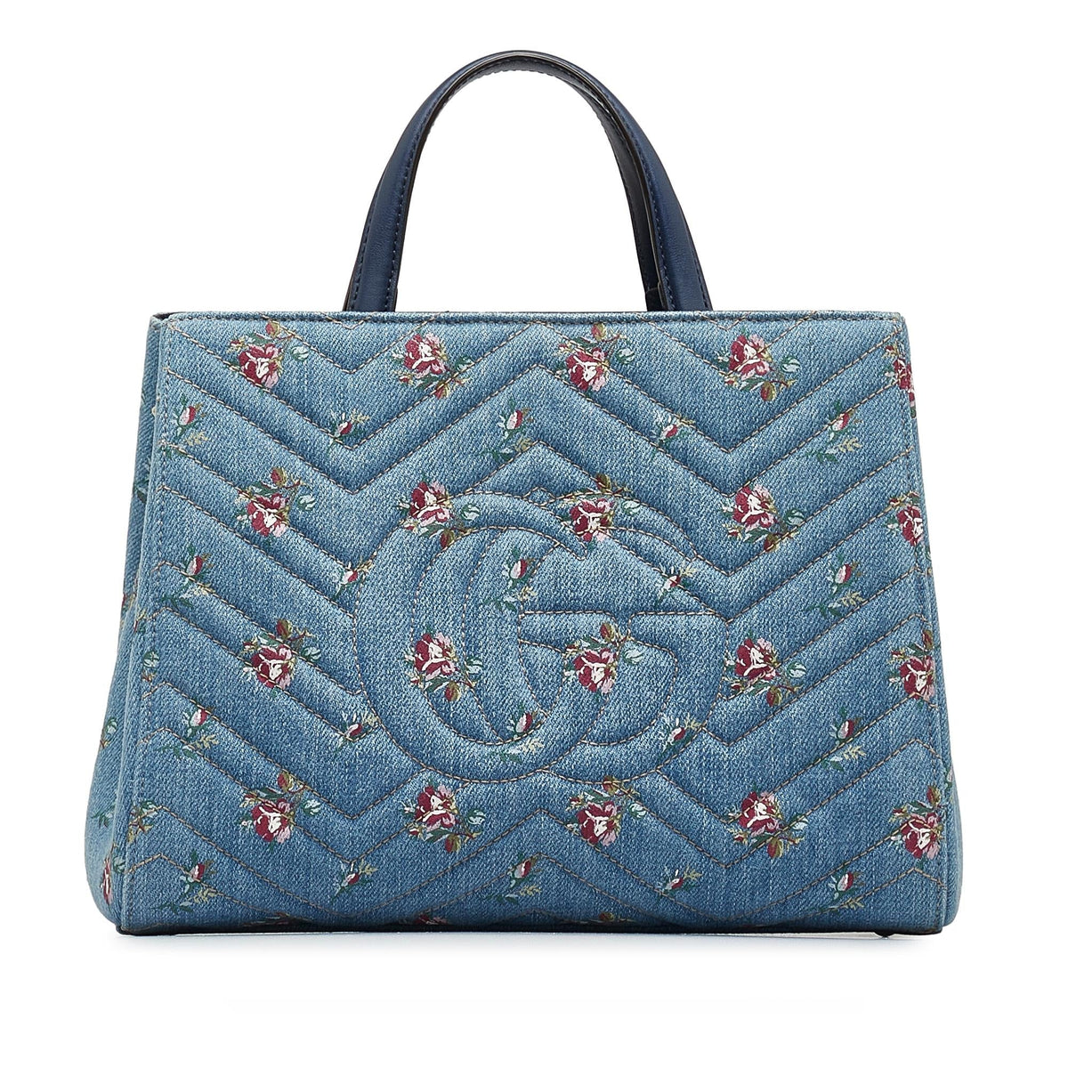 Gucci GG Marmont Flora Denim Satchel (SHG-dKHQjj)