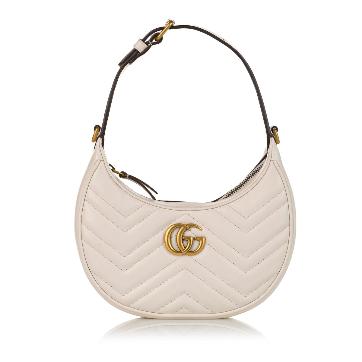 Gucci GG Marmont Half Moon Shaped Matelasse Leather Satchel (SHG-34298)
