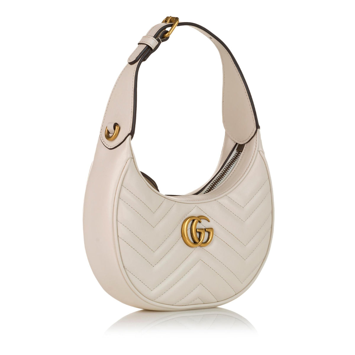 Gucci GG Marmont Half Moon Shaped Matelasse Leather Satchel (SHG-34298)