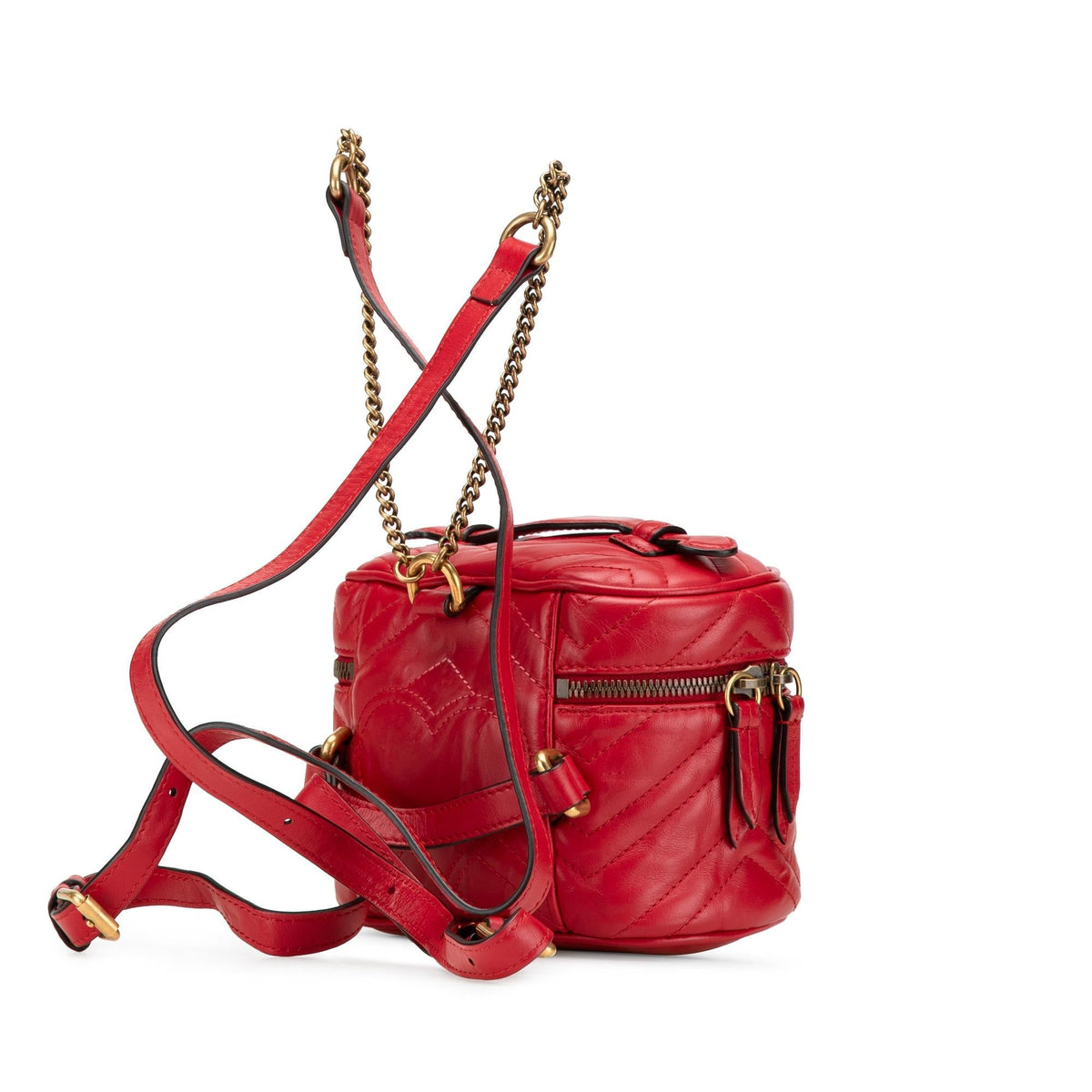 Gucci GG Marmont Round Matelasse Leather Backpack