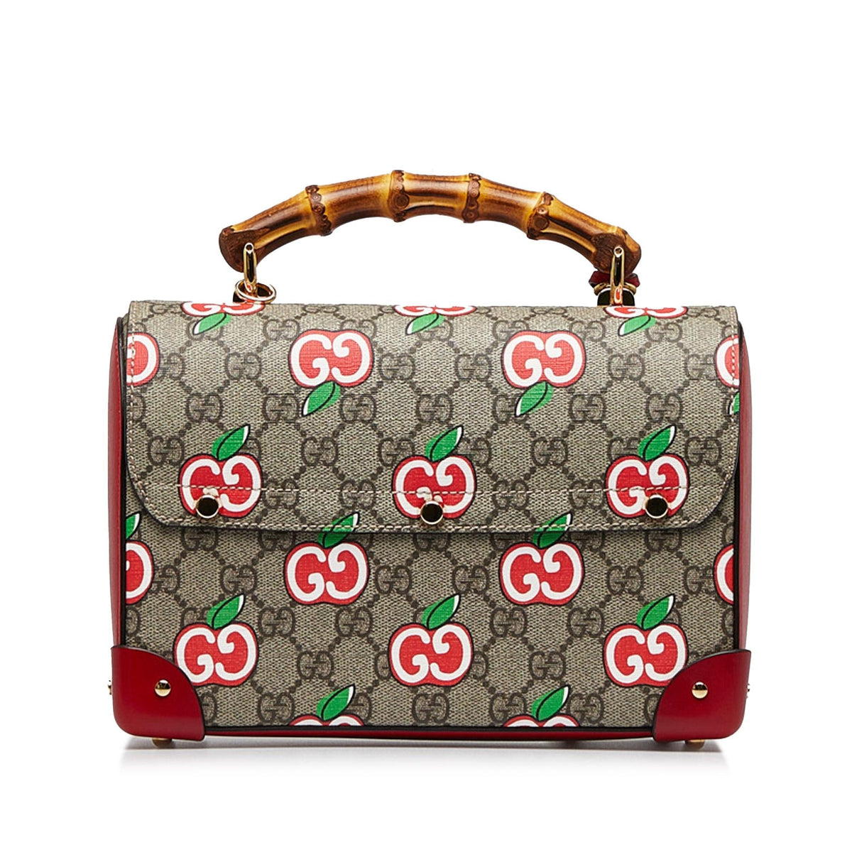 Gucci GG Supreme Apple Bamboo Padlock Satchel (SHG-2S9eJo)