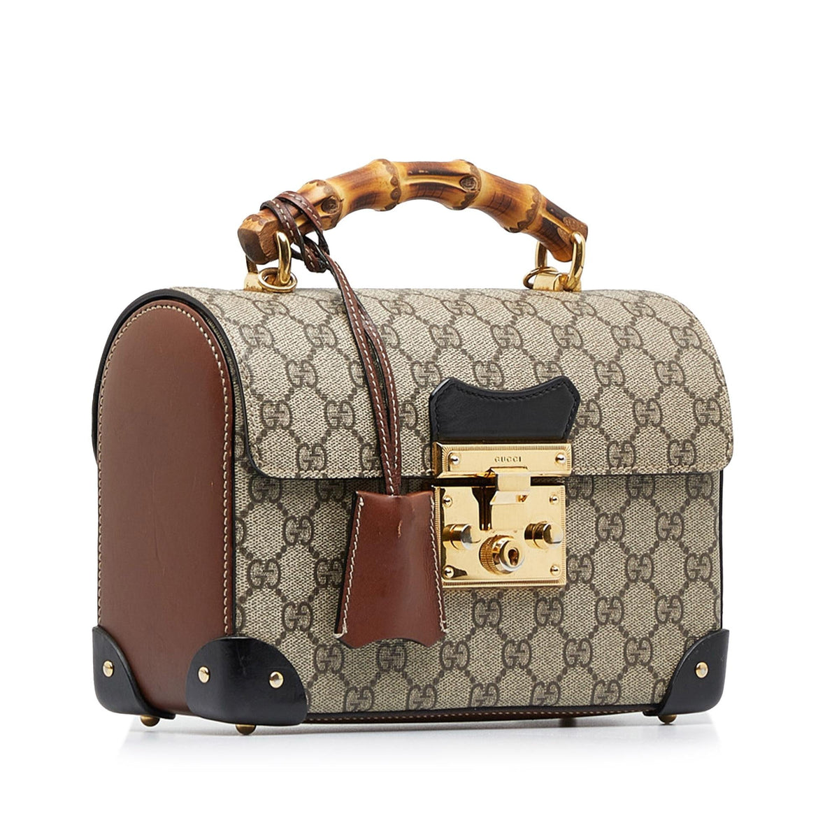 Gucci GG Supreme Bamboo Padlock Satchel (SHG-rOgtY6)